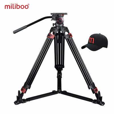 miliboo Video Tripod Heavy Duty Fluid head,Professional Camera Tripod Stand,Grounder Spreader Max Loading 33LB MTT609A