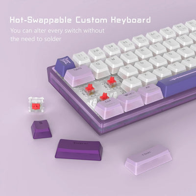 Womier WK61 61 Keys Hot-Swappable Purple Creamy Theme Mechanical Keyboard 60% Custom RGB Wired Gaming Keyboard for Win Mac