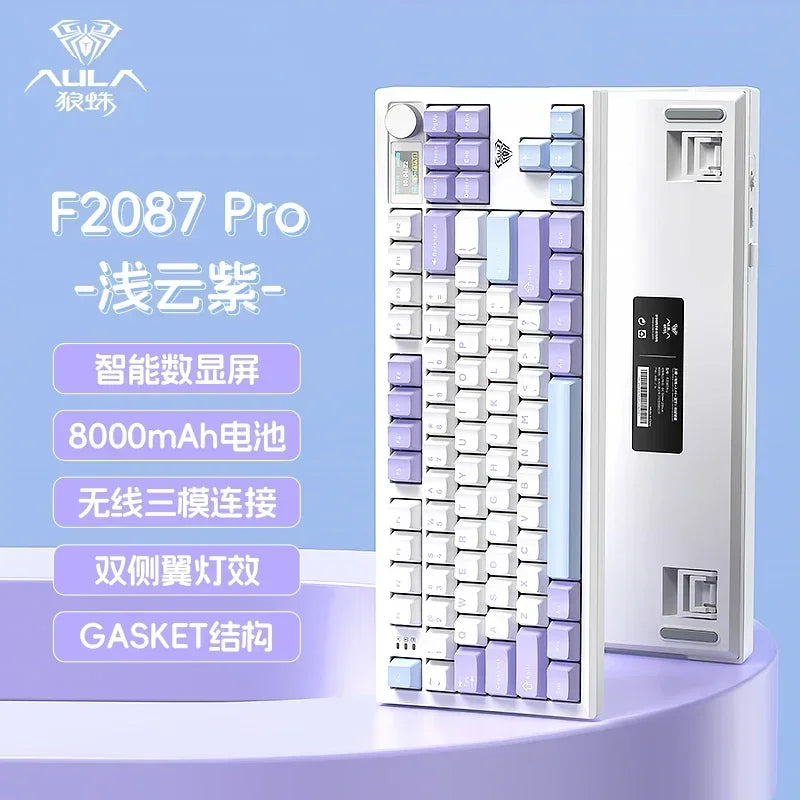 AULA New F2087Pro PBT Keycaps Mechanical Keyboards RGB Light Wireless Bluetooth 3mode Customize Gaming Keyboard PC E-sports Gift