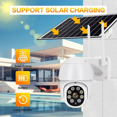 4G Sim Card PTZ Camera Outdoor Wireless Solar IP Camera 5MP HD Solar panels Video Surveillance Camera Long Time Standby Tuya APP