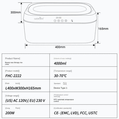 4L Beauty Wax Heater Automatic Open Cap Constant Temperature Wax Melting Machine Roll on Wax Heater SPA Body Epilator