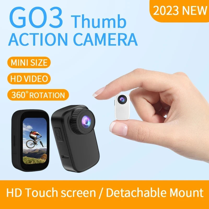 GO3 HD 2K Thumb Action Camera Anti-shake Video Driving Recorder Riding Pocket Body Camera with Magnetic Back Clip Sports Cam