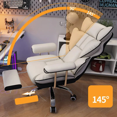 Comfy Modern Office Chair Beautiful Footrest Swivel ﻿pillow Gaming Chair Stylish High Back Chaise De Bureau Office Furniture