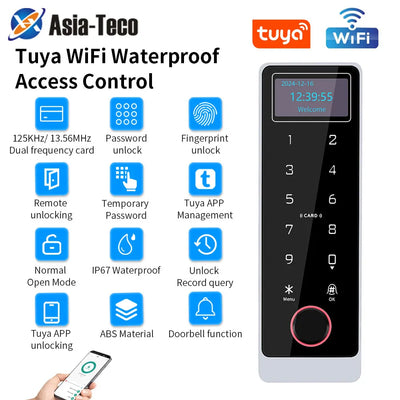 LCD Screen Tuya App Wifi Electric Fingerprint Lock Opener Access Control Keyboard Waterproof Smart RF Card Digit Keypad 5000user