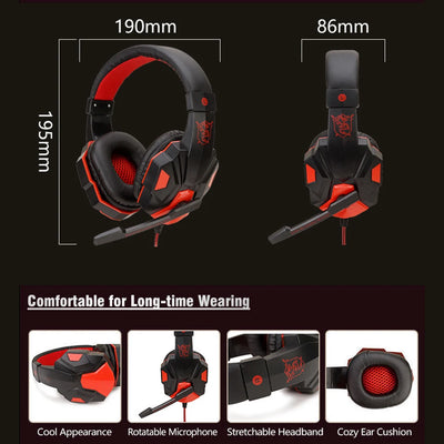 NEW Professional Led Light Wired Gaming Headphones With Microphone For PS4 Xbox One Switch Phone Laptop Earphone Helmet