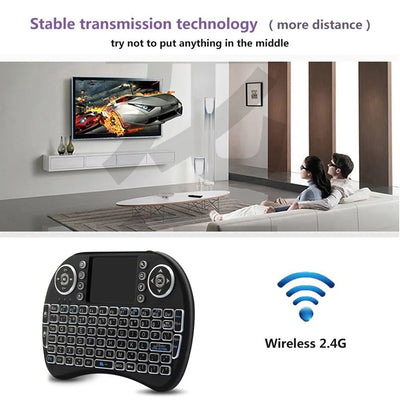 Bluetooth 2.4G  Colorful Backlight Russian Spanish Air Mouse Remote Touchpad for Android TV Box PC I8 Mini Wireless Keyboard