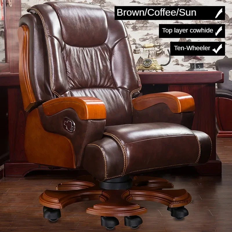 European Style Leather Back Office Chairs Rotating Home Office Recliner Designer Retro Boss Gaming Chair for Office Furniture