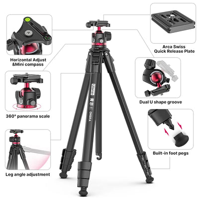 Ulanzi OMBRA Travel Tripod Aluminum Alloy Metal Outdoor Smartphone DSLR Camera Tripod Monopod W Arca Swiss Plate Ball Head