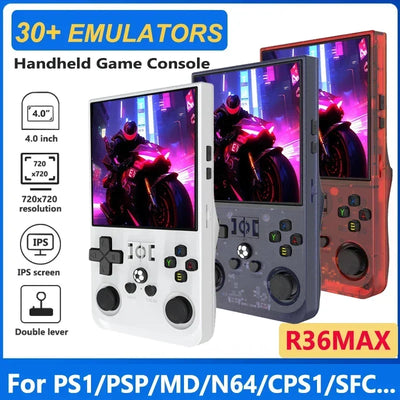 R36MAX 128G Retro Handheld Game Console Linux System 4.0 Inch IPS Screen Portable Video Player Dual Joystick 64G Games Kids Gift