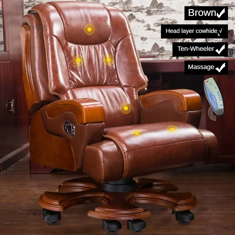 European Style Leather Back Office Chairs Rotating Home Office Recliner Designer Retro Boss Gaming Chair for Office Furniture