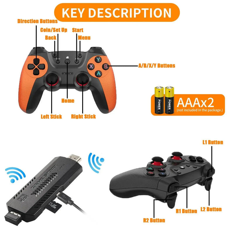 X2 Ultra Video Game Stick Console Or ONLY 2.4G Double Wireless Controller 4K HD30000 Games 128G Retro Games Christmas Gift