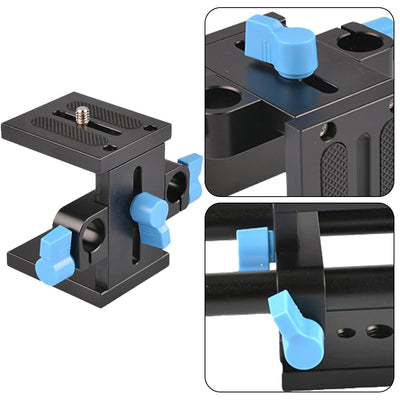 15mm Rail Support System with Quick Release Plate Universal DSLR Camera Base Plate Guide Stand for Follow Focus for DSLR Camera