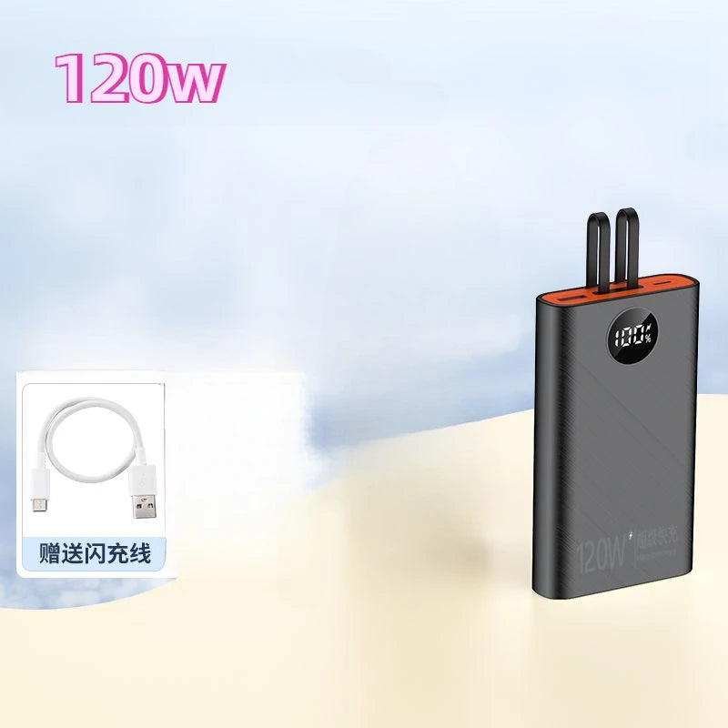 120W Super Fast Charging Mobile Power Bank, 20000mAh Power Bank with Built-in Cable, Suitable for Apple, Android, Huawei