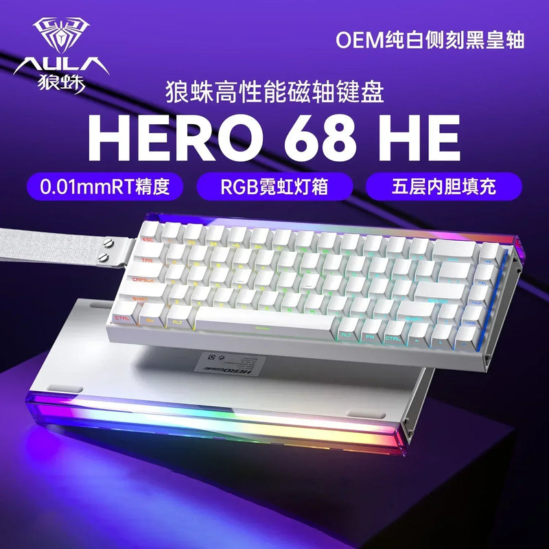 AULA Hero68HE Magnetic Switch RGB 8K E-sports Hot Swap Gaming Mechanical Keyboard Customize Wired PC Gamer Keyboard Accessories