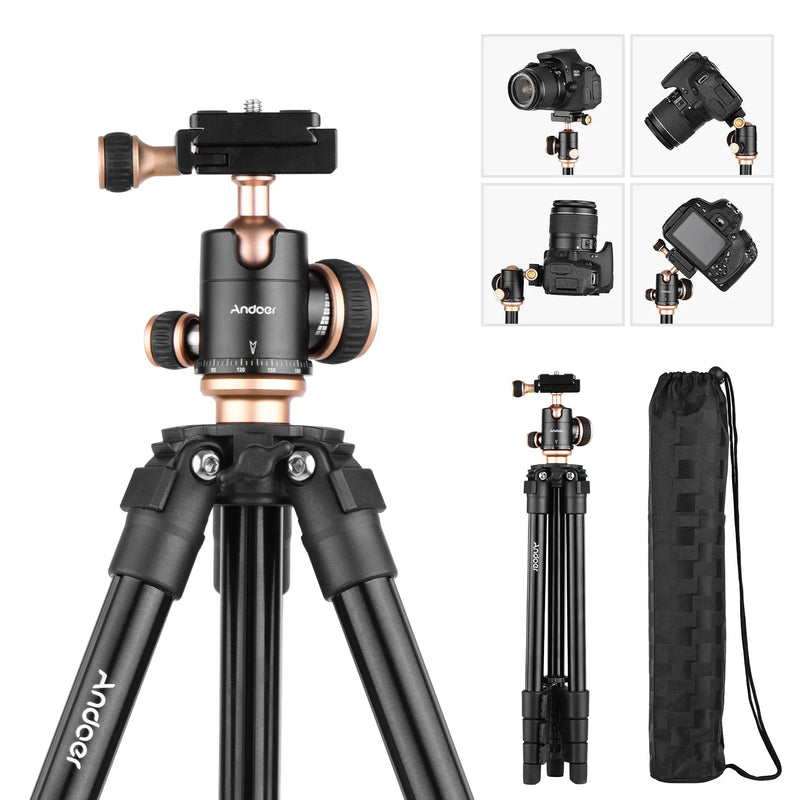 Camera Tripod Complete Tripods with Panoramic Ballhead Bubble Level Adjustable Height Portable Travel Tripod for DSLR Digital Ca