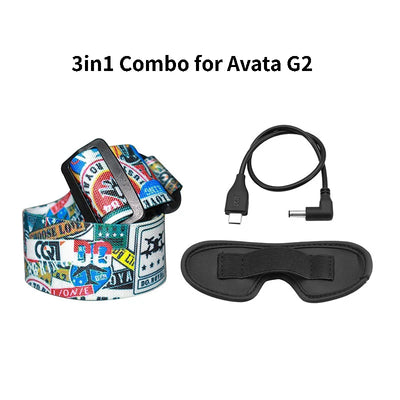 Headband for DJI Avata FPV Goggles V2 Battery Holder Head Strap Power Supply Cable Dustproof Pad for DJI Goggles 2 Accessories