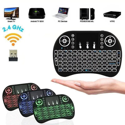 Bluetooth 2.4G  Colorful Backlight Russian Spanish Air Mouse Remote Touchpad for Android TV Box PC I8 Mini Wireless Keyboard