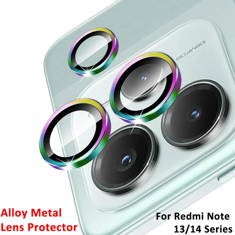 Redmy Note14 5G Glass Lens Ring For Xiaomi Redmi Note 14 Pro 13 Pro+ Note13 13Pro Plus 14Pro 4G 3D Metal Camera Protector Case