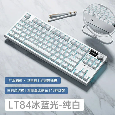 Langtu Lt84 3Mode 2.4g Bluetooth Green Axis Keyboard Mechanical Keyboard Wireless Game Wired Gaming Accessories Customized Gifts