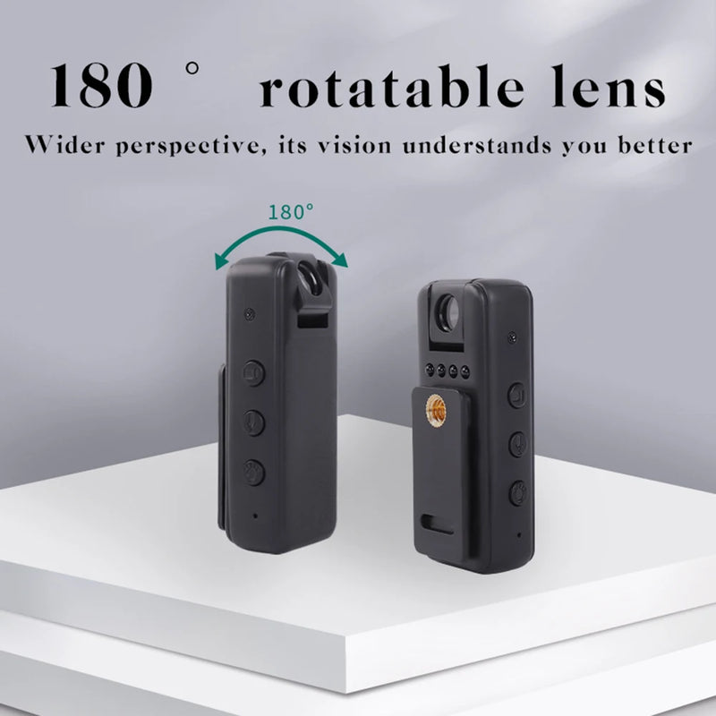 HD 1080P Mini Camera Portable Small Digital Video Recorder Police BodyCam 180 Degree Rotating Infrared Night Vision Camcorder