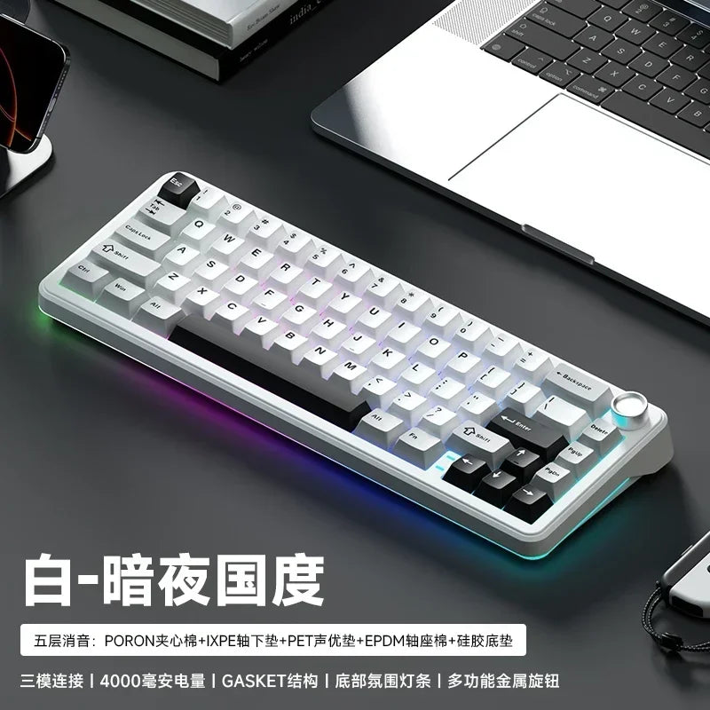 Weikav WK68 Wireless RGB Hot Swap Gaming Mechanical Keyboards 4000mAh Knob 2.4G Tri-Mode Customize Keyboard PC Accessories Gifts