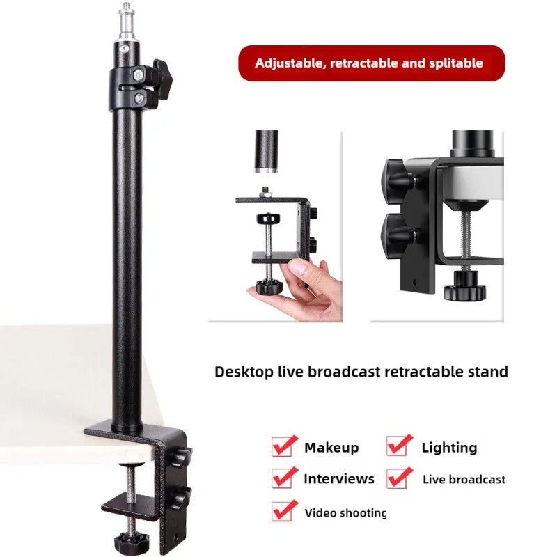 Desk Mount Stand DSLR Camera C Clamp Light Stand Photographic Light Boom Stand with Ball Head for Phone Video Ring Light Zoom