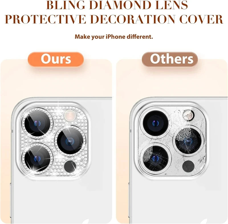 Bling Diamond Lens Case For iPhone 16 Pro Max Camera Protector iPhone 11 13 15 16 Plus 14 12 Mini Glitter Metal Screen Protector