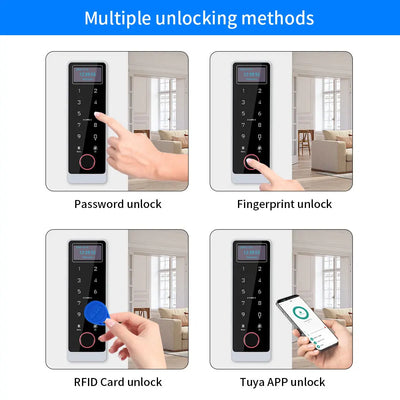 LCD Screen Tuya App Wifi Electric Fingerprint Lock Opener Access Control Keyboard Waterproof Smart RF Card Digit Keypad 5000user