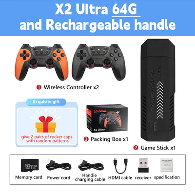 X2 Ultra Video Game Stick Console Or ONLY 2.4G Double Wireless Controller 4K HD30000 Games 128G Retro Games Christmas Gift