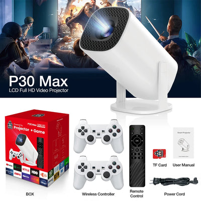 Salange P30 Max Game Projector Mini FreeStyle Home Theater for Xiaomi IOS Android Phone Native 720P Outdoor 1080P 4K Supported