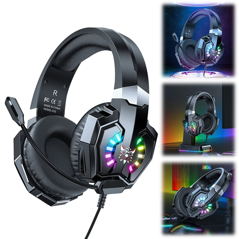 Wired Gamer Headset Noise Cancelling Stereo Gaming Headphones USB & 3.5mm Jack Game Earphones for PS4 XBox One PC Laptop Tablet