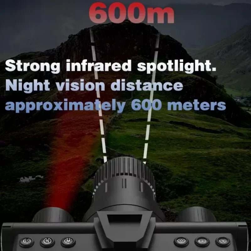 600M Night Vision Binoculars 8X Digital Zoom Tactical Helmet Head Mount Goggles Hunting Telescope 4K Infrared Binoculars