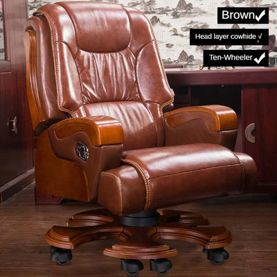 European Style Leather Back Office Chairs Rotating Home Office Recliner Designer Retro Boss Gaming Chair for Office Furniture