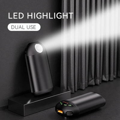 5000mAh Mini Power Bank LED Flashlight Hand Warmer 3 in 1 Multifunctional Portable External Battery for Android iOS Send Cable