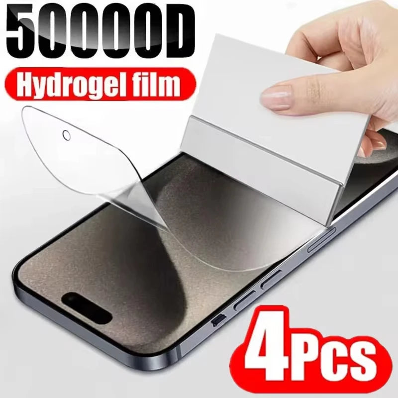 1-4Pcs Full Cover Hydrogel Film For iPhone 13 12 11 14 16 15 Pro Max Screen Protector For iPhone 12 Mini XR XS MAX 7 8 Plus SE