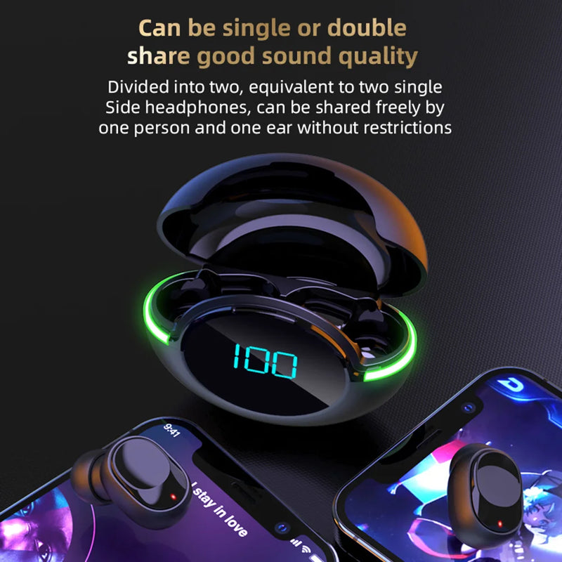 Stereo HD Wireless Headphone Waterproof Noise Cancelling Bluetooth-Compatible Earphones with Mic Touch Control Gaming Headphones