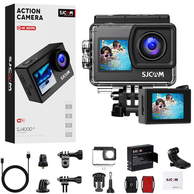 SJCAM Upgraded SJ4000 Action Camera Dual Screen 4K30FPS Ultra HD Underwater Camera Waterproof 170° Wide-Angle WiFi Helmet Camera