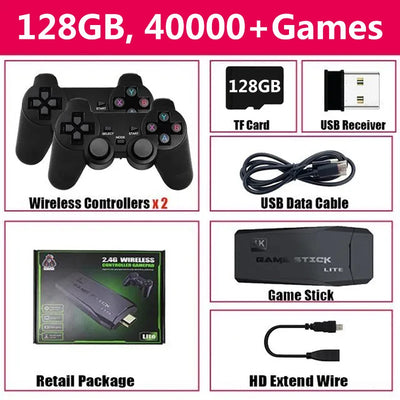 M8 TV Games console 128G Retro Handheld 40000 Games Player 4K HD Video Game Stick 2.4G Double Wireless Controller