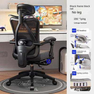 UVR WCG Gaming Chair Sponge Cushion Mesh Staff Chair Bedroom Computer Chair with Footrest Boss Chair Adjustable Office Chair