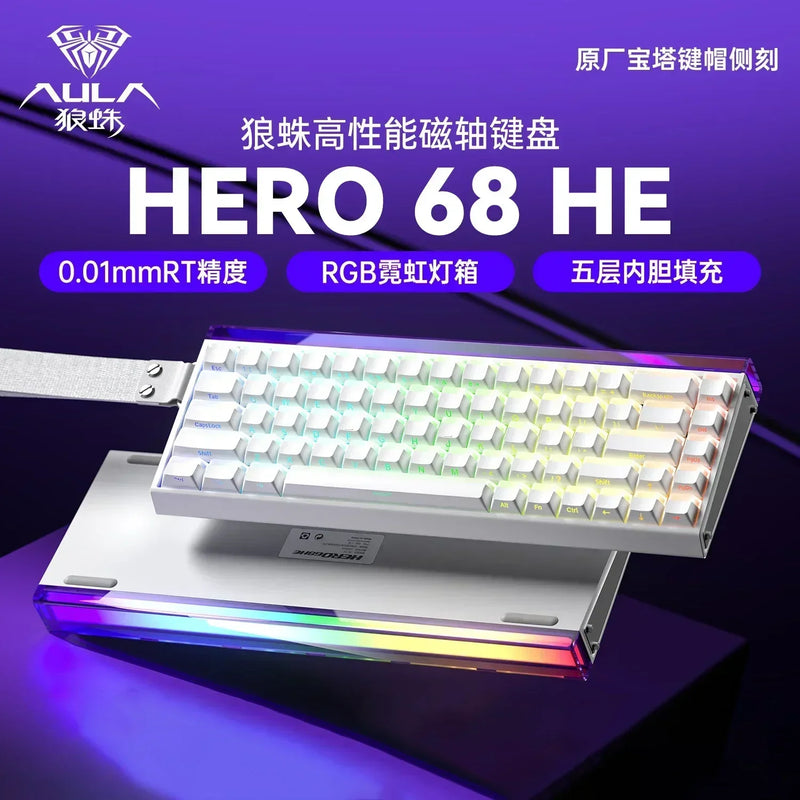 AULA Hero68HE Magnetic Switch RGB 8K E-sports Hot Swap Gaming Mechanical Keyboard Customize Wired PC Gamer Keyboard Accessories