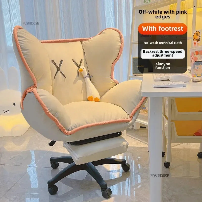 Bedroom Lazy Computer Chair Nordic Comfort Backrest Office Chairs Leisure Reclining Live Broadcast Gaming Chair Office Furniture