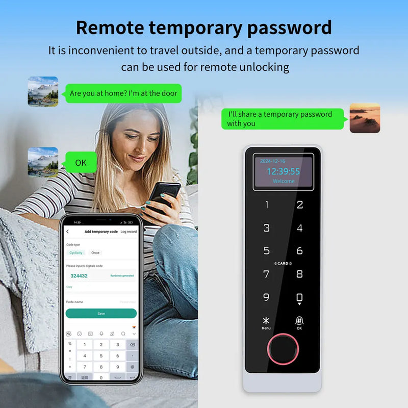 LCD Screen Tuya App Wifi Electric Fingerprint Lock Opener Access Control Keyboard Waterproof Smart RF Card Digit Keypad 5000user