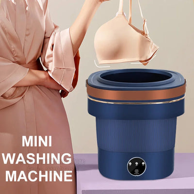 9L Mini Folding Portable Washing Machines Tourist with Centrifuge Dryer Small Underwear Washer for Clothes Sock Bra Home Travel