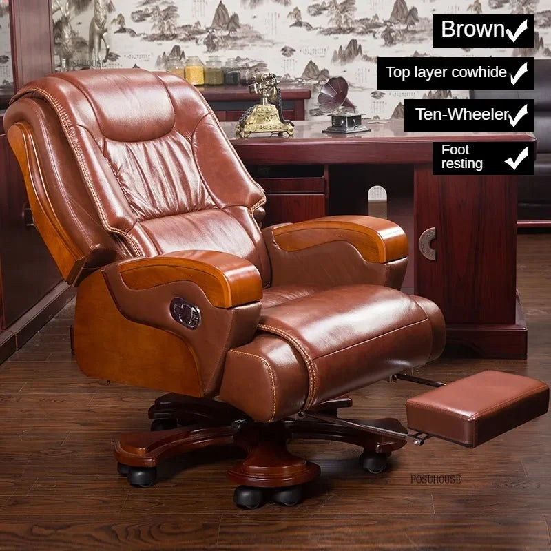 European Style Leather Back Office Chairs Rotating Home Office Recliner Designer Retro Boss Gaming Chair for Office Furniture