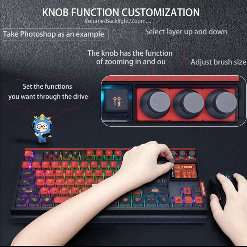 SKYLOONG GK87 Pro 3-Mode Wireless Mechanical Keyboard Full-Key Hot-Swappable 2-inch RGB Screen Custom Low latency Game Keyboard