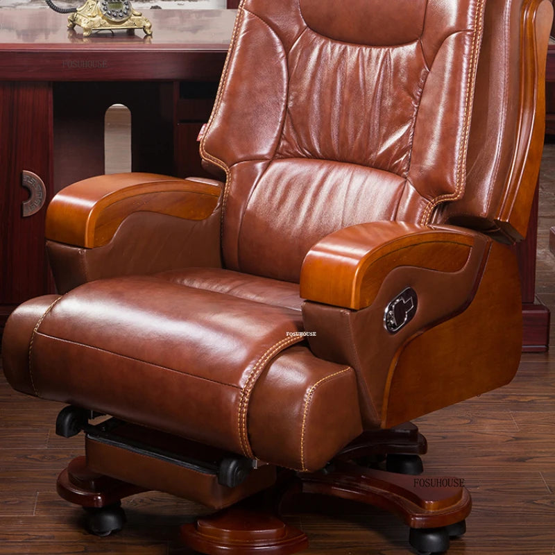 European Style Leather Back Office Chairs Rotating Home Office Recliner Designer Retro Boss Gaming Chair for Office Furniture