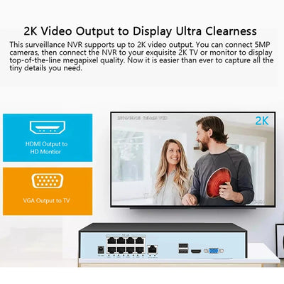 4K 8MP Tuya Smart Life 16CH 8CH 4CH 5MP POE ONVIF NVR Video Recorder H.265 IP Camera CCTV System Network P2P Video Surveillance