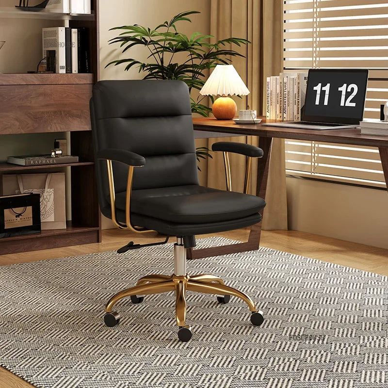 Italian Leather Office Chairs Office Meeting Computer Chair Light Luxury Designer Backrest Armrest Home Bedroom Gaming Chair