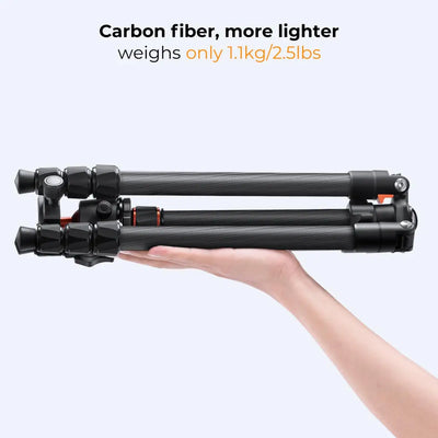 K&F Concept 64 inch/162cm Carbon Fiber Camera Tripod Lightweight Travel Tripod with 36mm Metal Ball Head Quick Release Plate