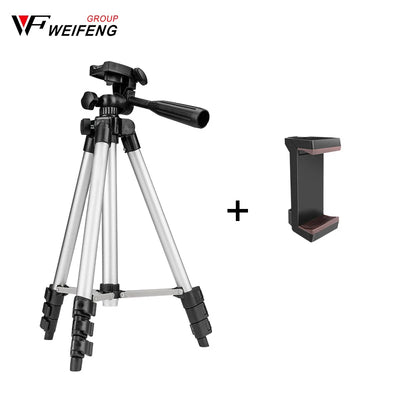 WEIFENG Black / Silver Lightweight Tripod Portable Selfie Video Photo Shooting Tripod for Mirrorless Camera Phone Photography